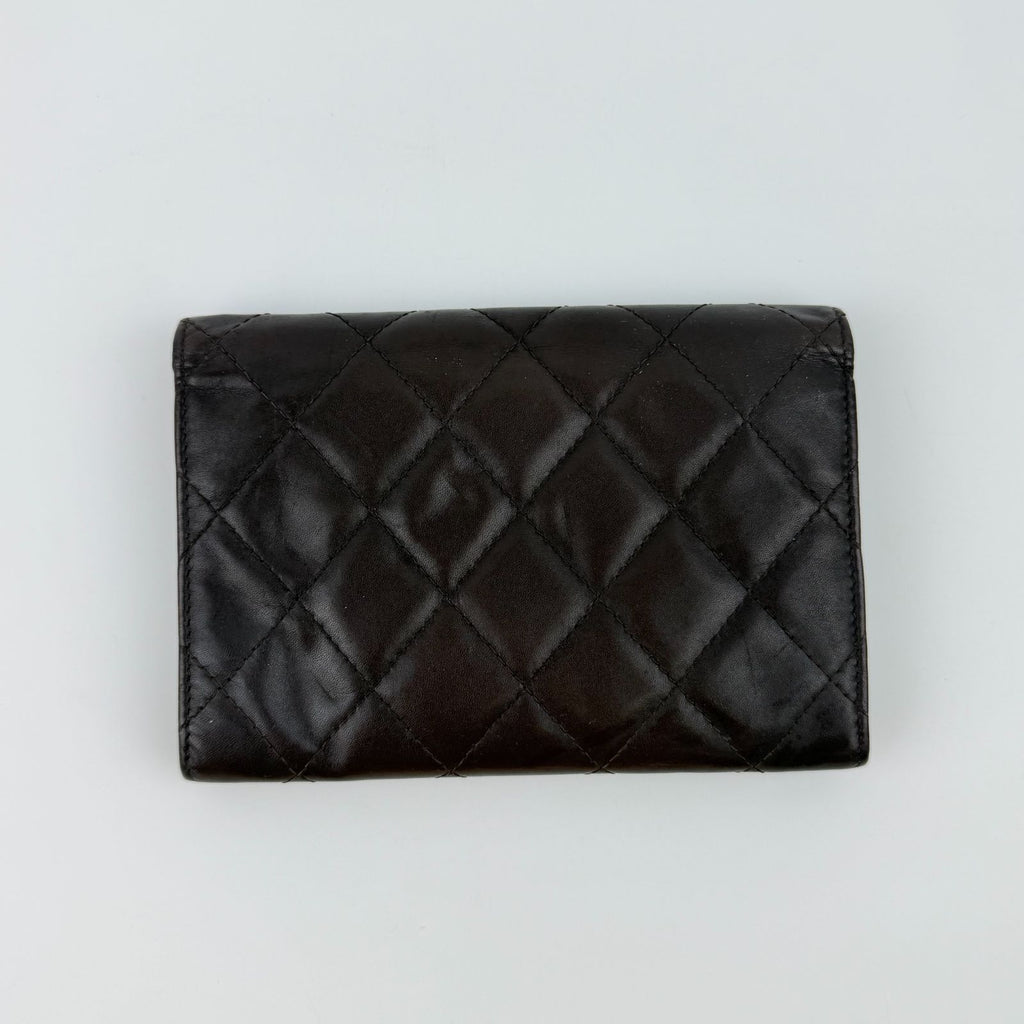 Chanel Cambon Line CC Logo Wallet Leather Dark Brown Orange Vintage — view 2