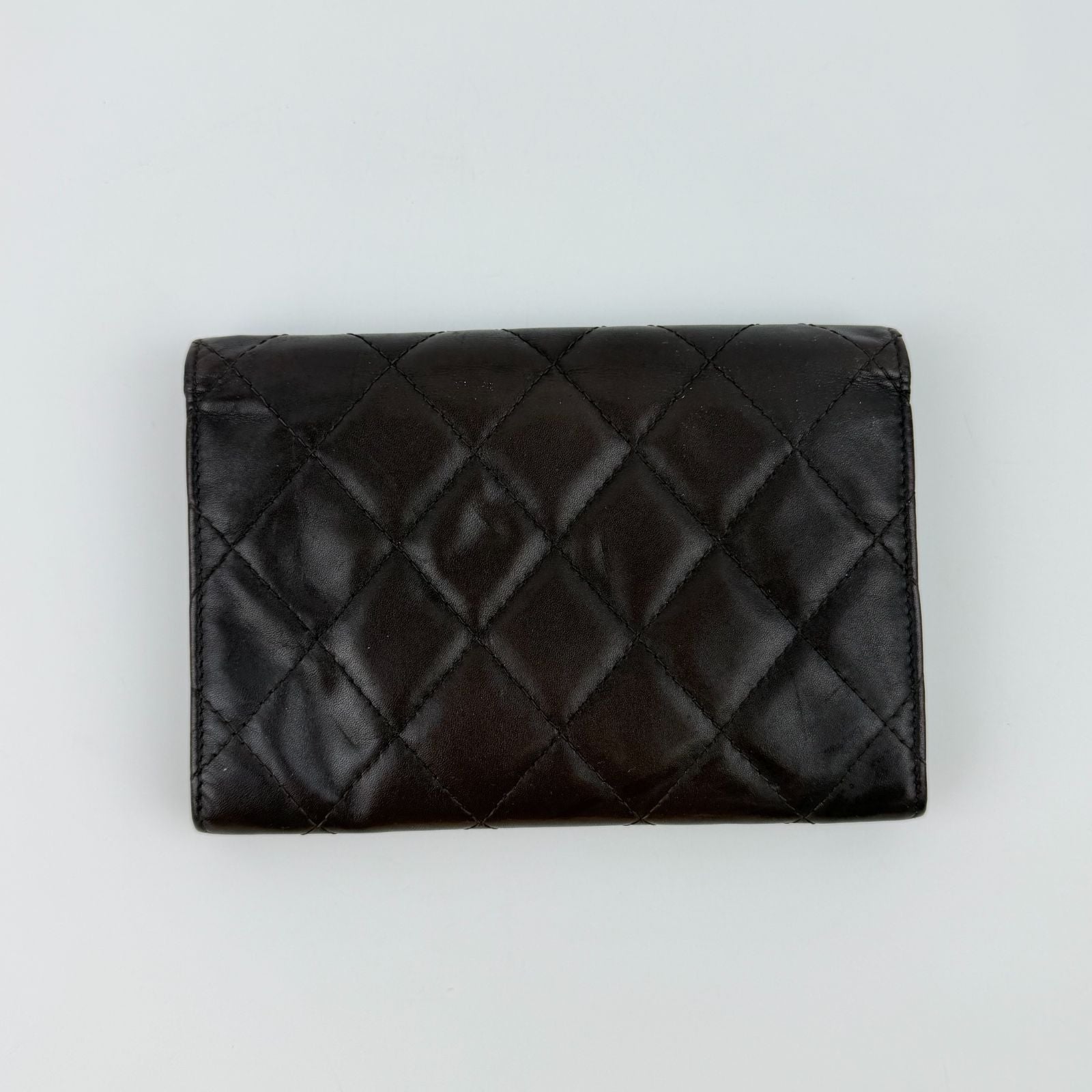 Chanel Cambon Line CC Logo Wallet Leather Dark Brown Orange Vintage — view 2