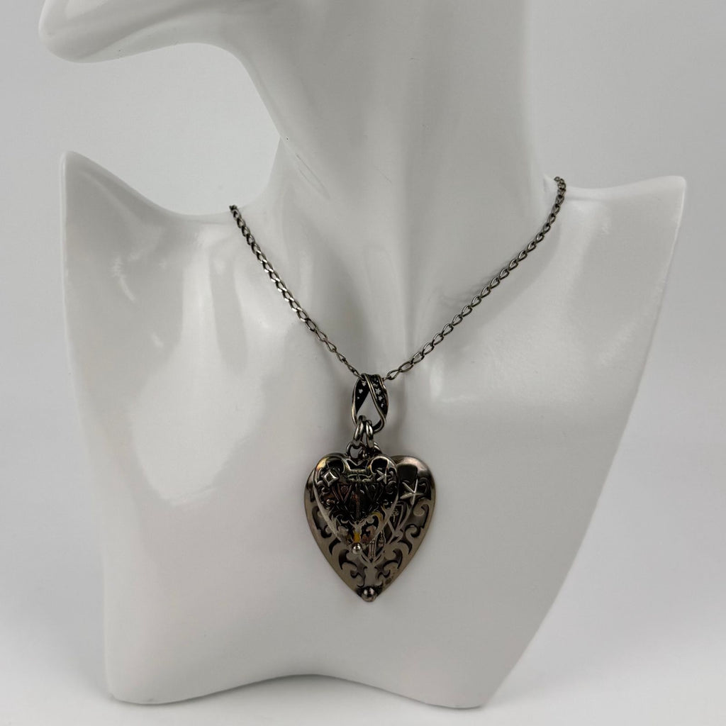 Gucci Heart Charm Necklace 925 Sterling Silver Vintage