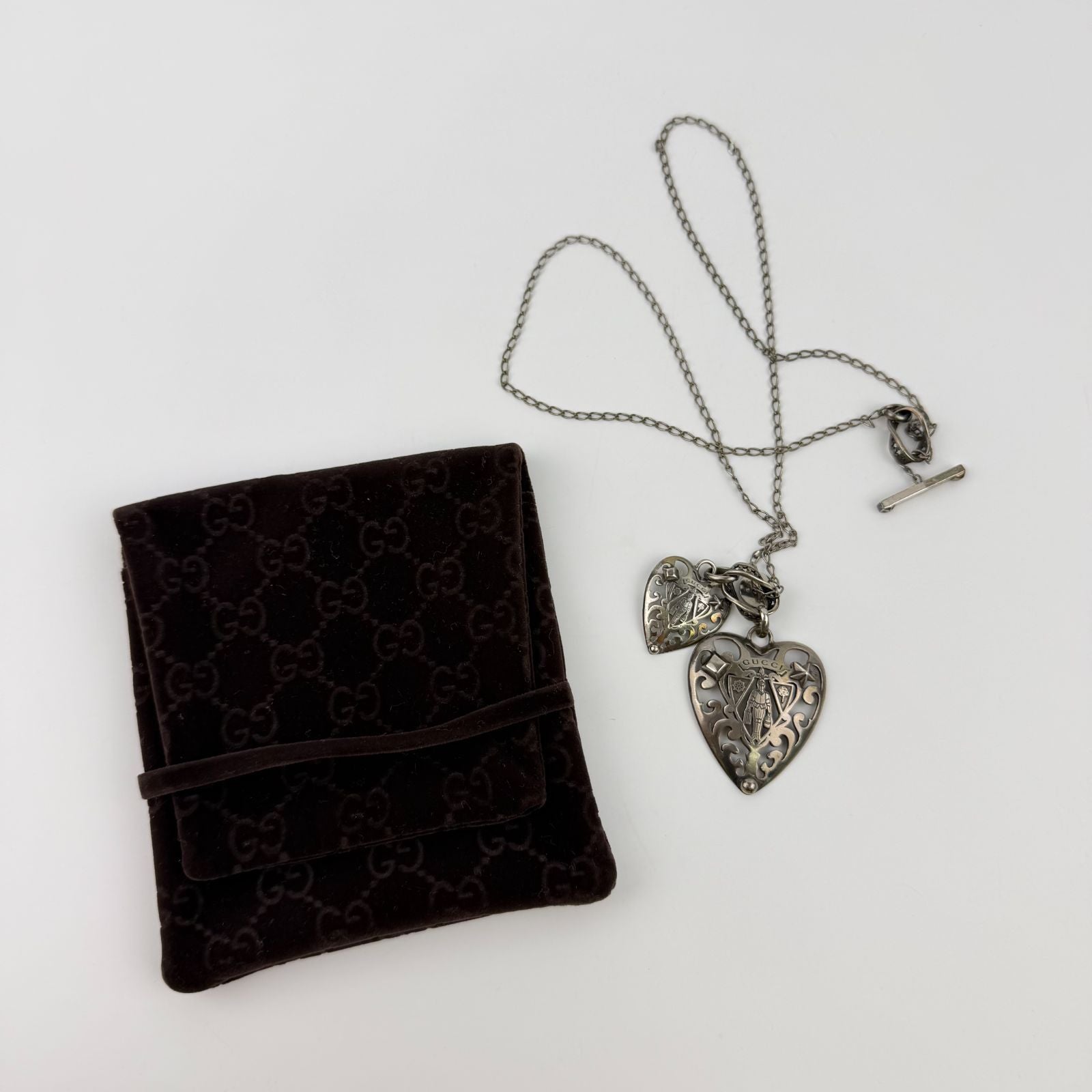 Gucci Heart Charm Necklace 925 Sterling Silver Vintage — view 2