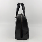 Chanel CC Logo Quilted Boston Handbag Leather Black Silver Vintage — view 5
