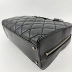 Chanel CC Logo Quilted Boston Handbag Leather Black Silver Vintage — view 8