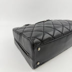 Chanel CC Logo Quilted Boston Handbag Leather Black Silver Vintage — view 7