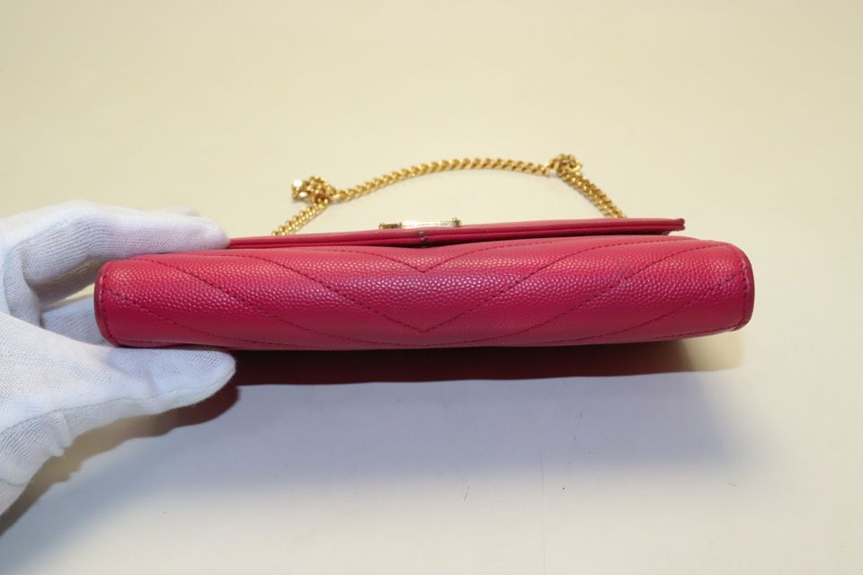 Saint Laurent Matelasse Chain Wallet Leather Shoulder — view 3