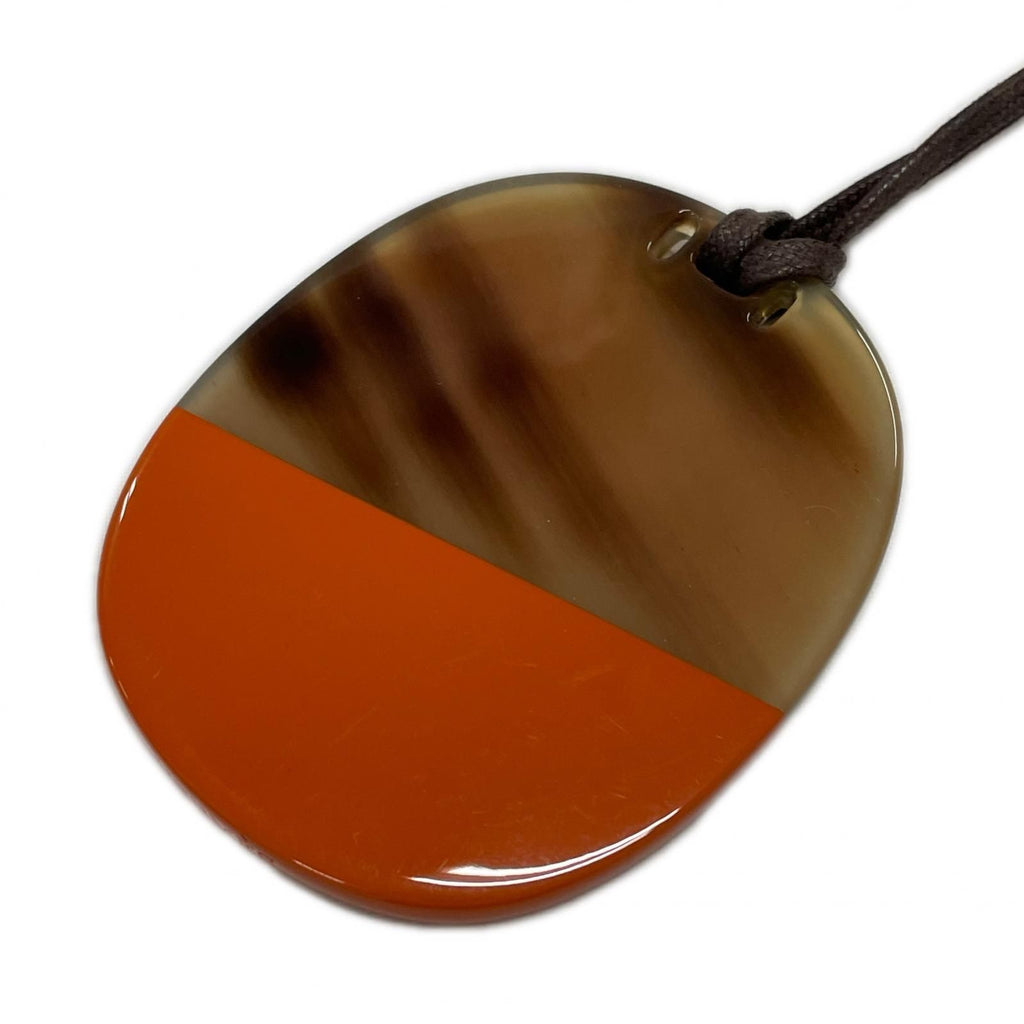 Hermes Pendant Buffalo Horn Lacquer Ishim Brown Orange