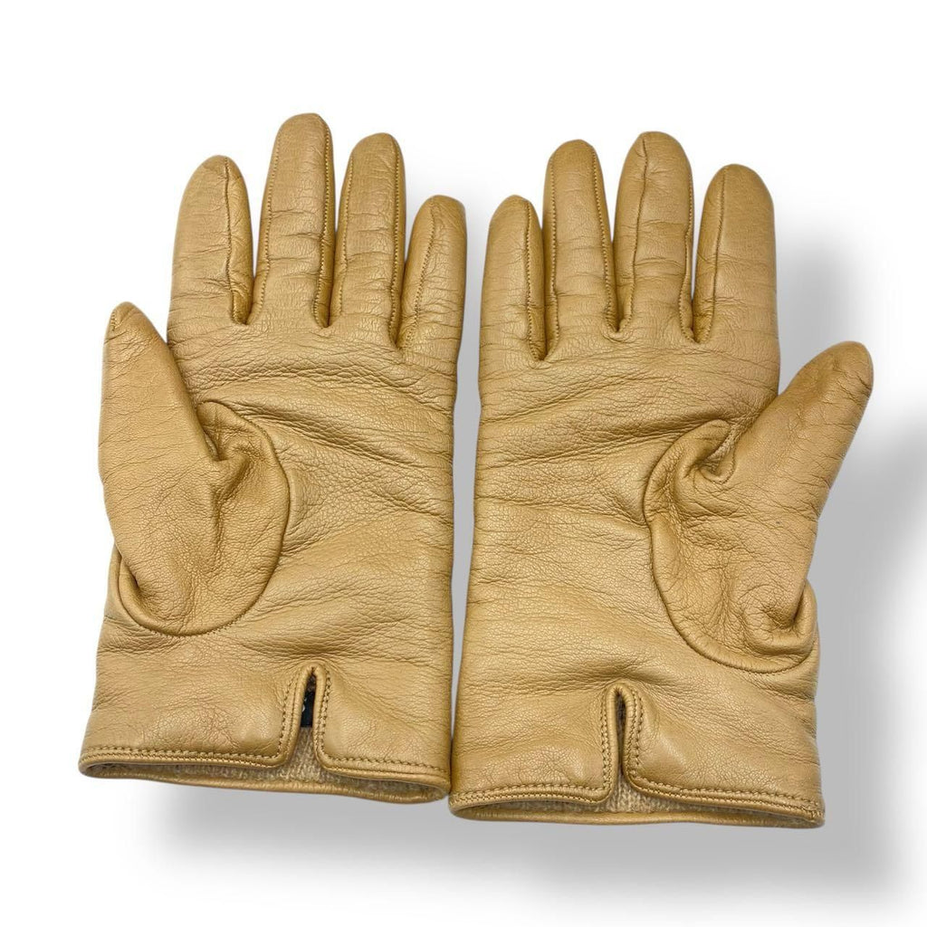Gucci Gloves Leather Cashmere Brown — view 2