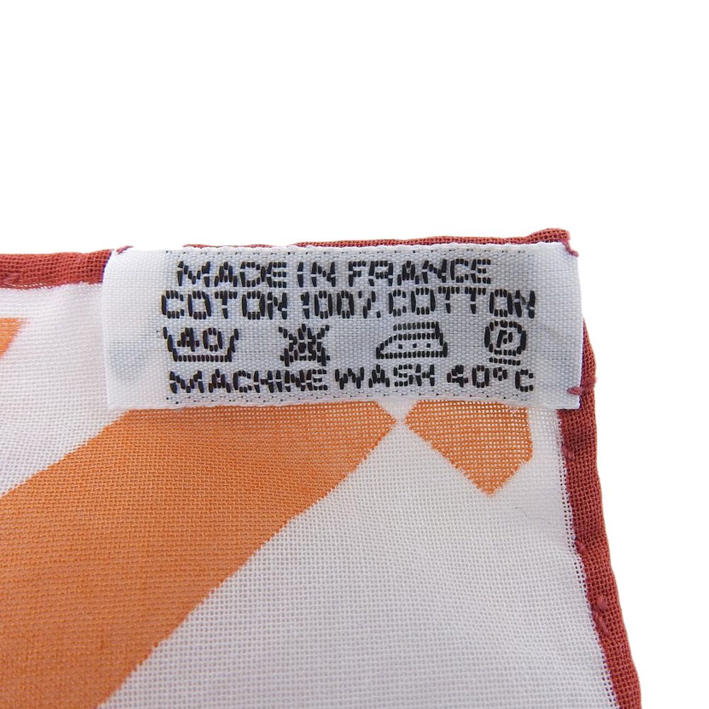 Hermes Carre 70 Cotton Scarf Op'h Pattern Orange — view 7