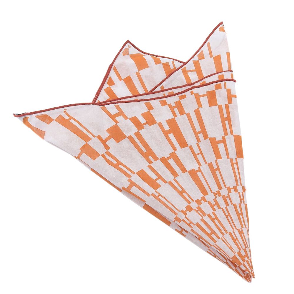 Hermes Carre 70 Cotton Scarf Op'h Pattern Orange — view 3