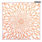 Hermes Carre 70 Cotton Scarf Op'h Pattern Orange