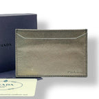 Prada Card Case Leather Silver