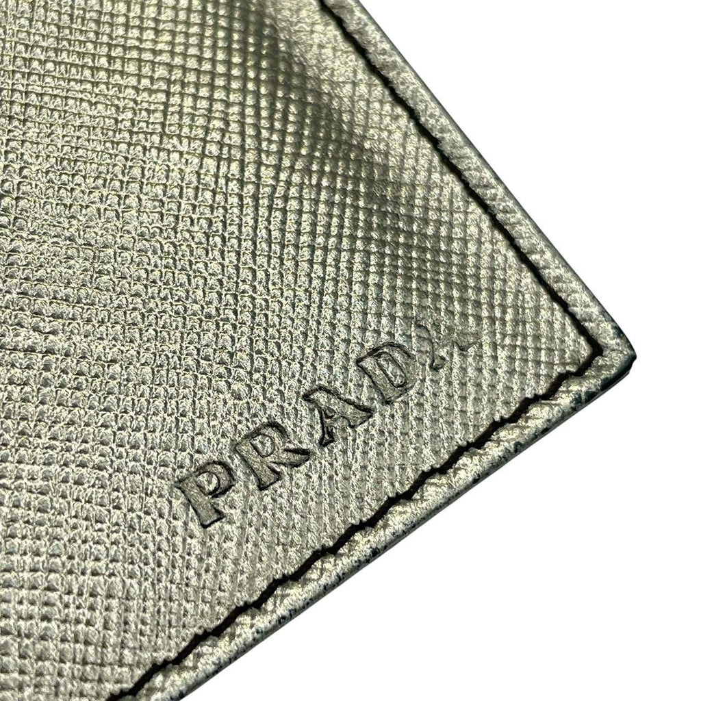 Prada Card Case Leather Silver — view 4
