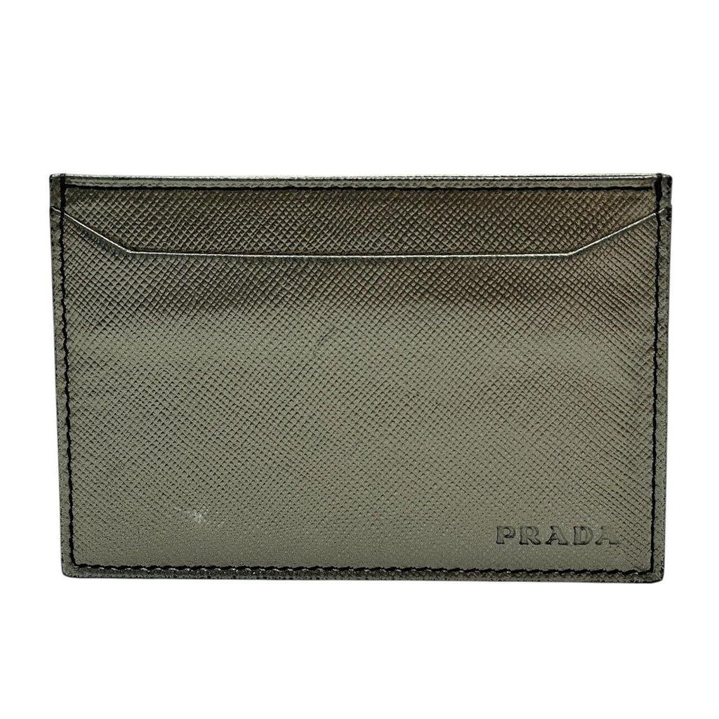 Prada Card Case Leather Silver — view 2