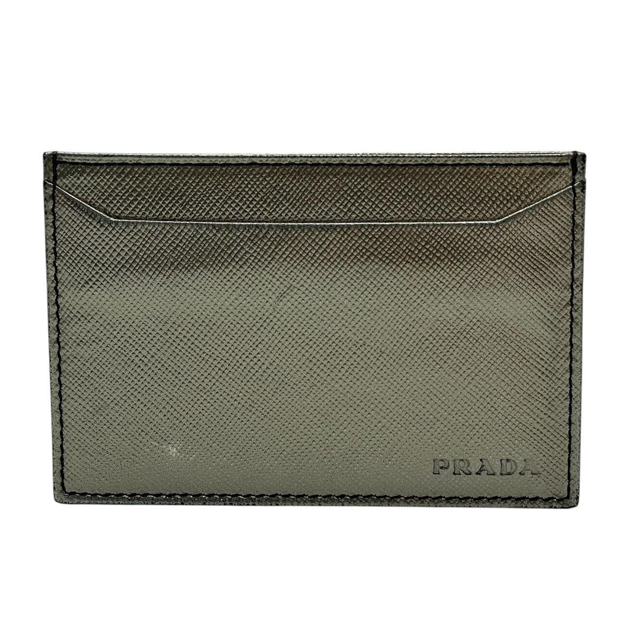 Prada Card Case Leather Silver — view 2
