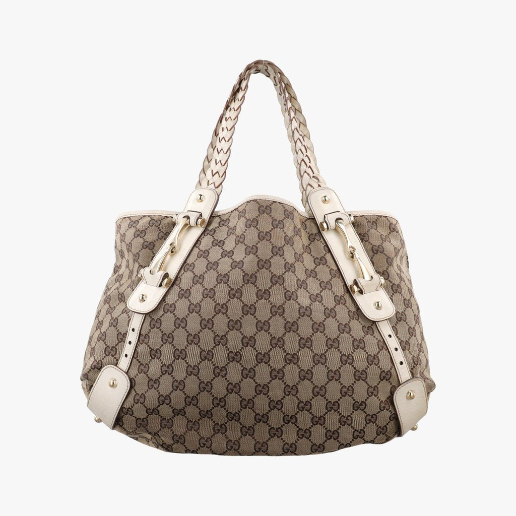 Gucci Pelham Hobo Brown White Canvas Leather