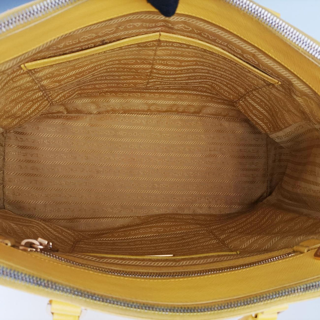 Prada Galleria Yellow Saffiano Leather 25 Shoulder — view 9