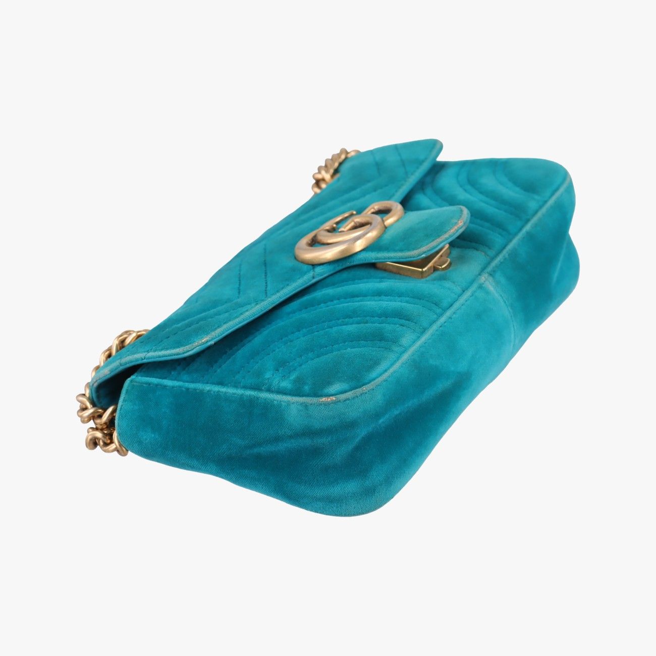 Gucci GG Marmont Blue Velour Shoulder — view 5