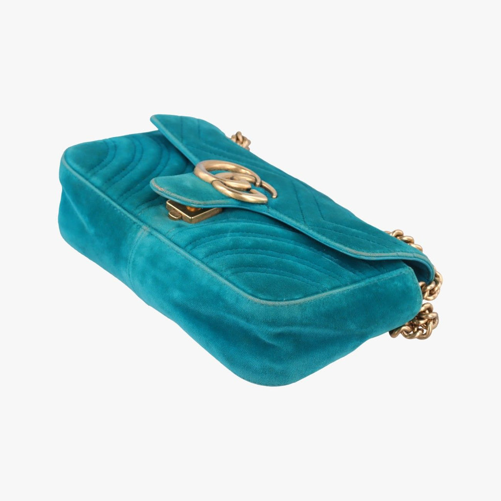 Gucci GG Marmont Blue Velour Shoulder — view 4