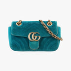 Gucci GG Marmont Blue Velour Shoulder