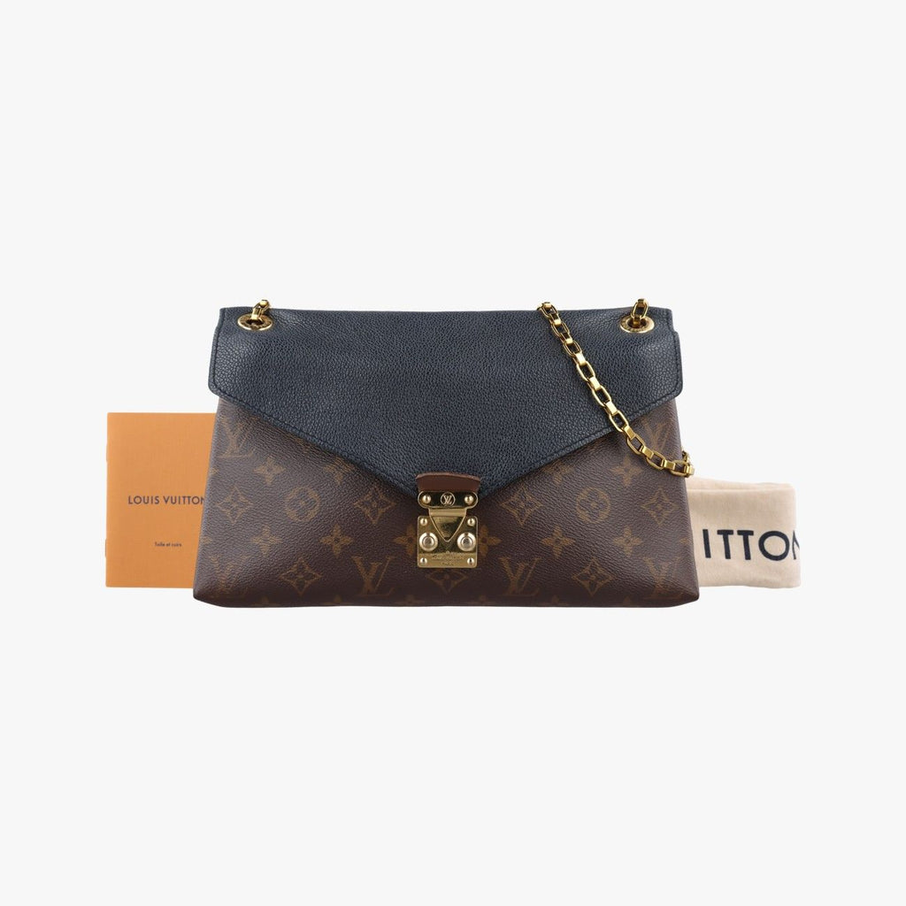Louis Vuitton Pallas Chain Monogram Brown Noir Canvas Calf Leather Handbag