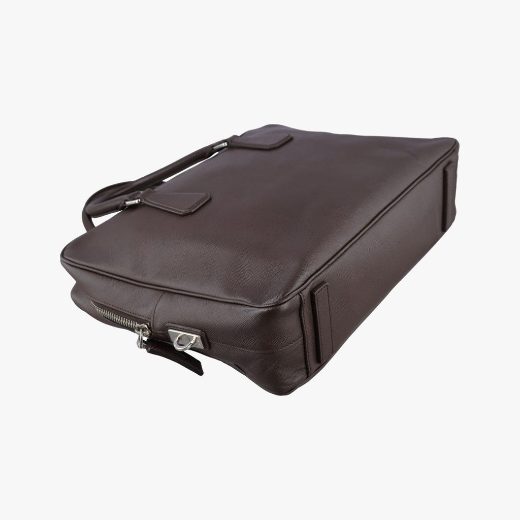 Prada Business Briefcase Brown Saffiano Leather 7 a — view 5