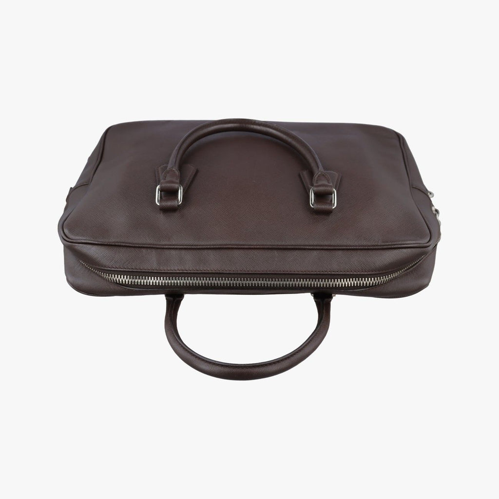 Prada Business Briefcase Brown Saffiano Leather 7 a — view 8
