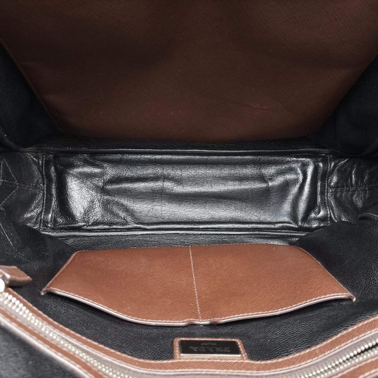 Prada Business Briefcase Brown Saffiano Leather 7 a — view 9