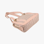 Fendi Zucchino Beige Pink Canvas Leather Handbag — view 7