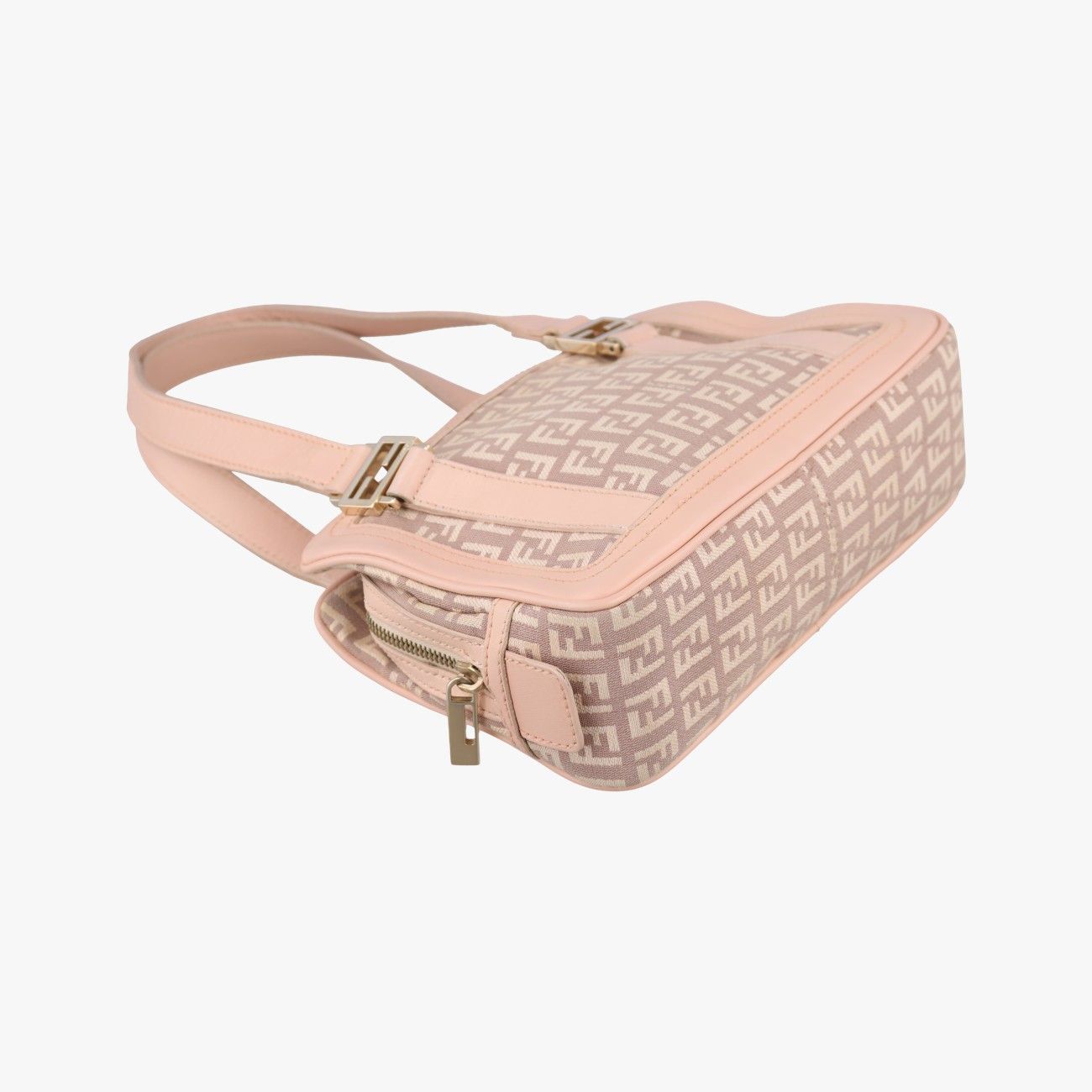 Fendi Zucchino Beige Pink Canvas Leather Handbag — view 5
