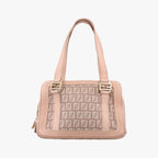 Fendi Zucchino Beige Pink Canvas Leather Handbag