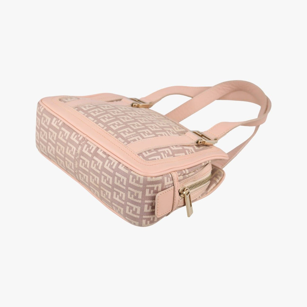 Fendi Zucchino Beige Pink Canvas Leather Handbag — view 6