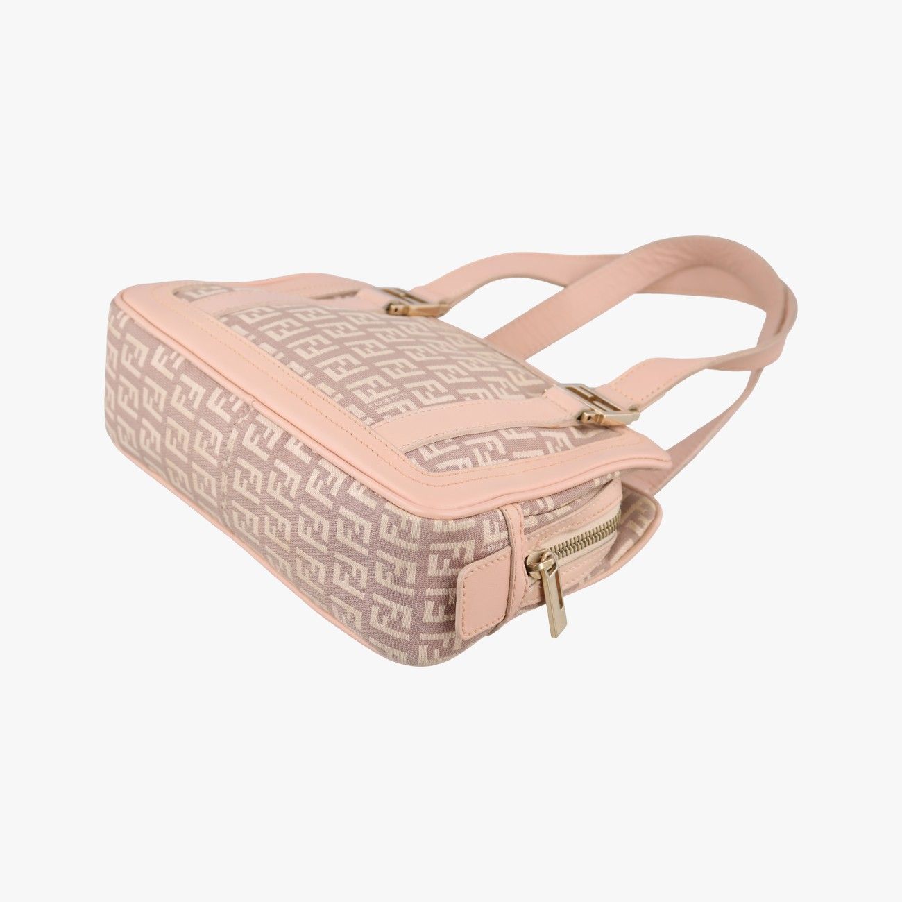 Fendi Zucchino Beige Pink Canvas Leather Handbag — view 6
