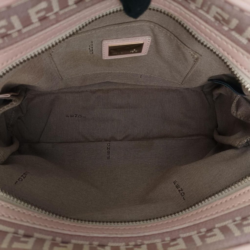 Fendi Zucchino Beige Pink Canvas Leather Handbag — view 9