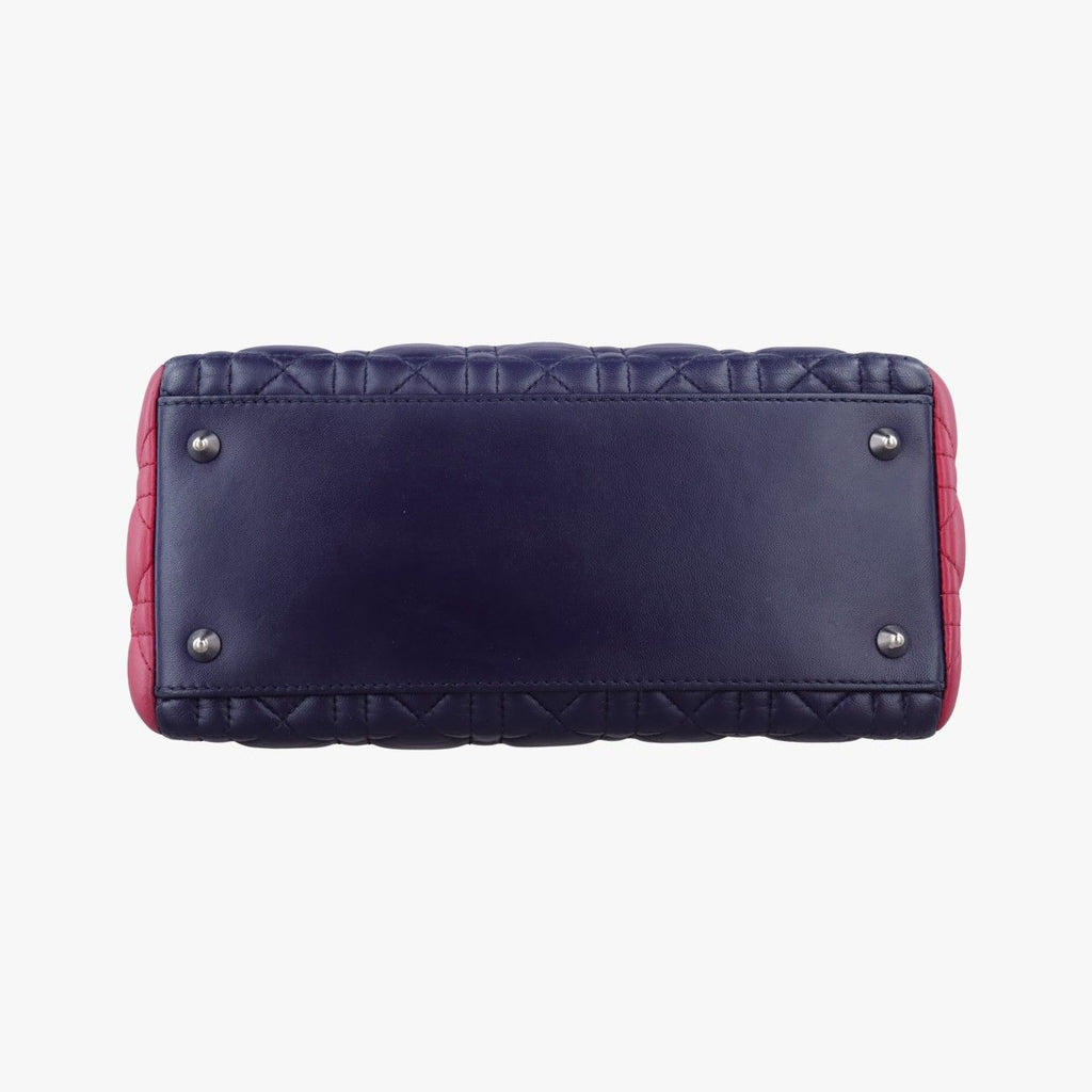 Dior Lady Navy Pink Light Blue Lambskin Handbag — view 3