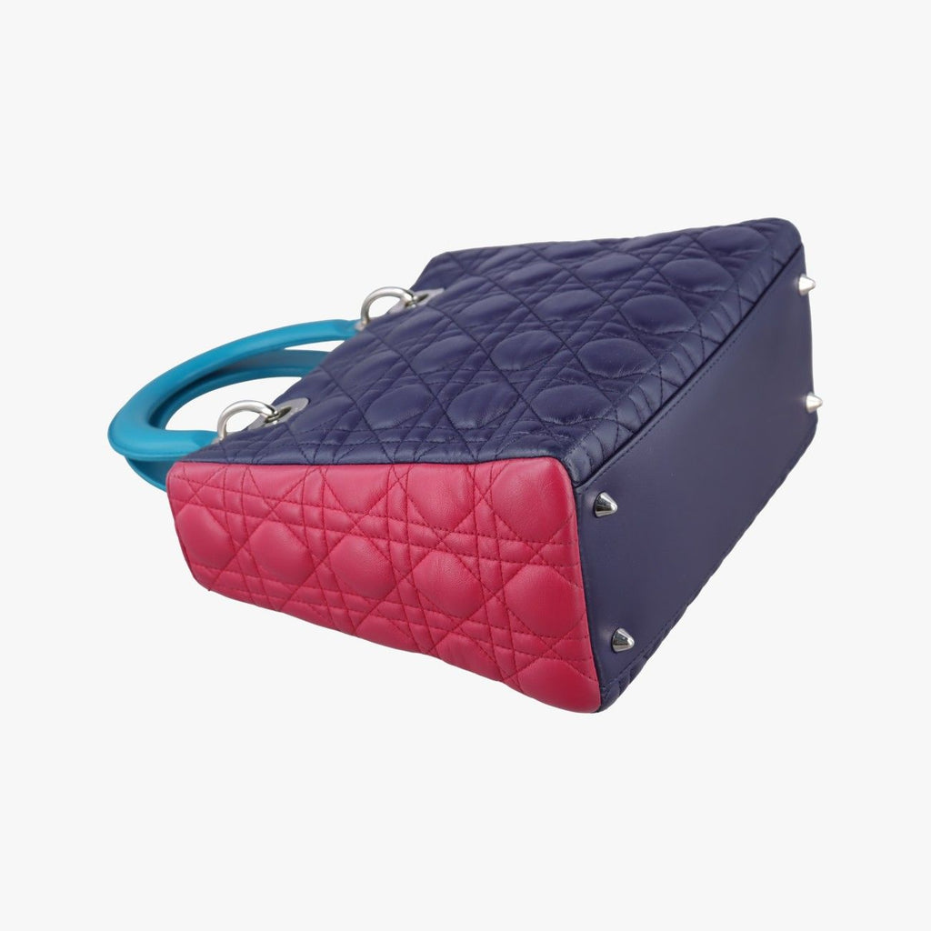 Dior Lady Navy Pink Light Blue Lambskin Handbag — view 7