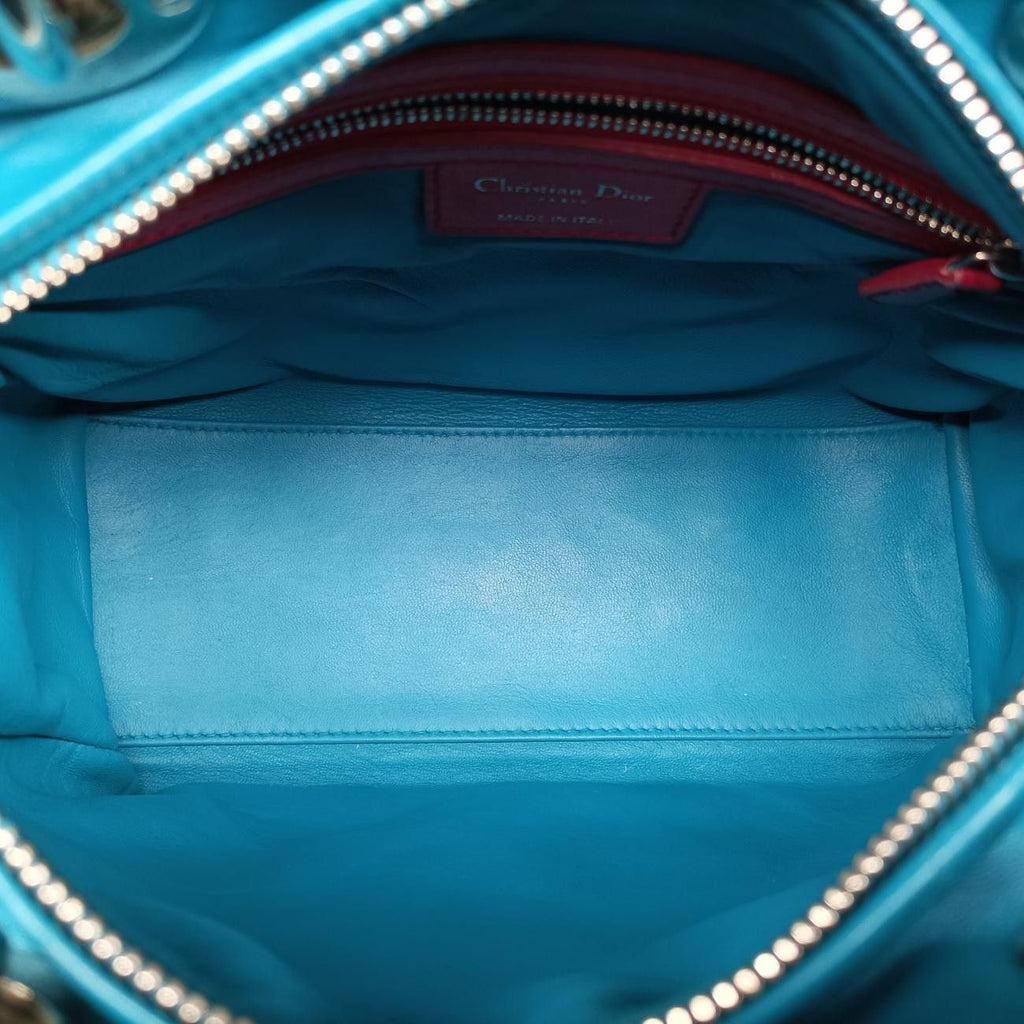 Dior Lady Navy Pink Light Blue Lambskin Handbag — view 9