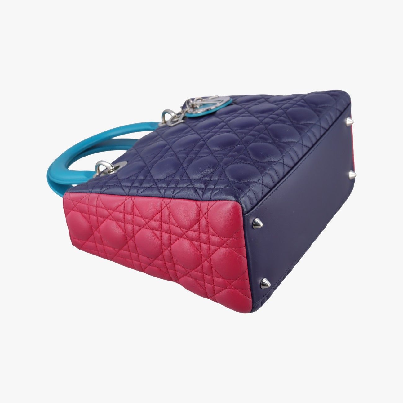 Dior Lady Navy Pink Light Blue Lambskin Handbag — view 5