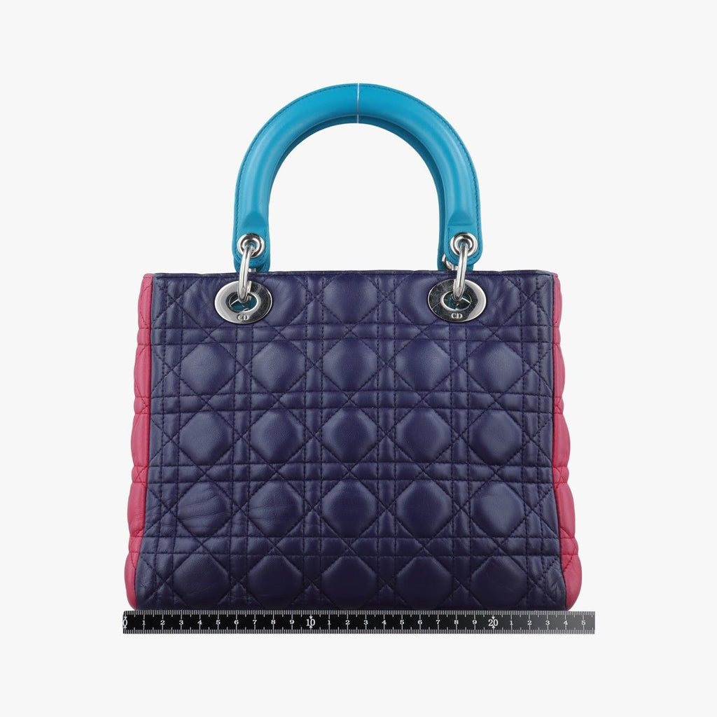 Dior Lady Navy Pink Light Blue Lambskin Handbag — view 2
