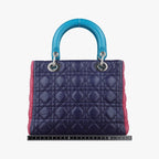 Dior Lady Navy Pink Light Blue Lambskin Handbag — view 2