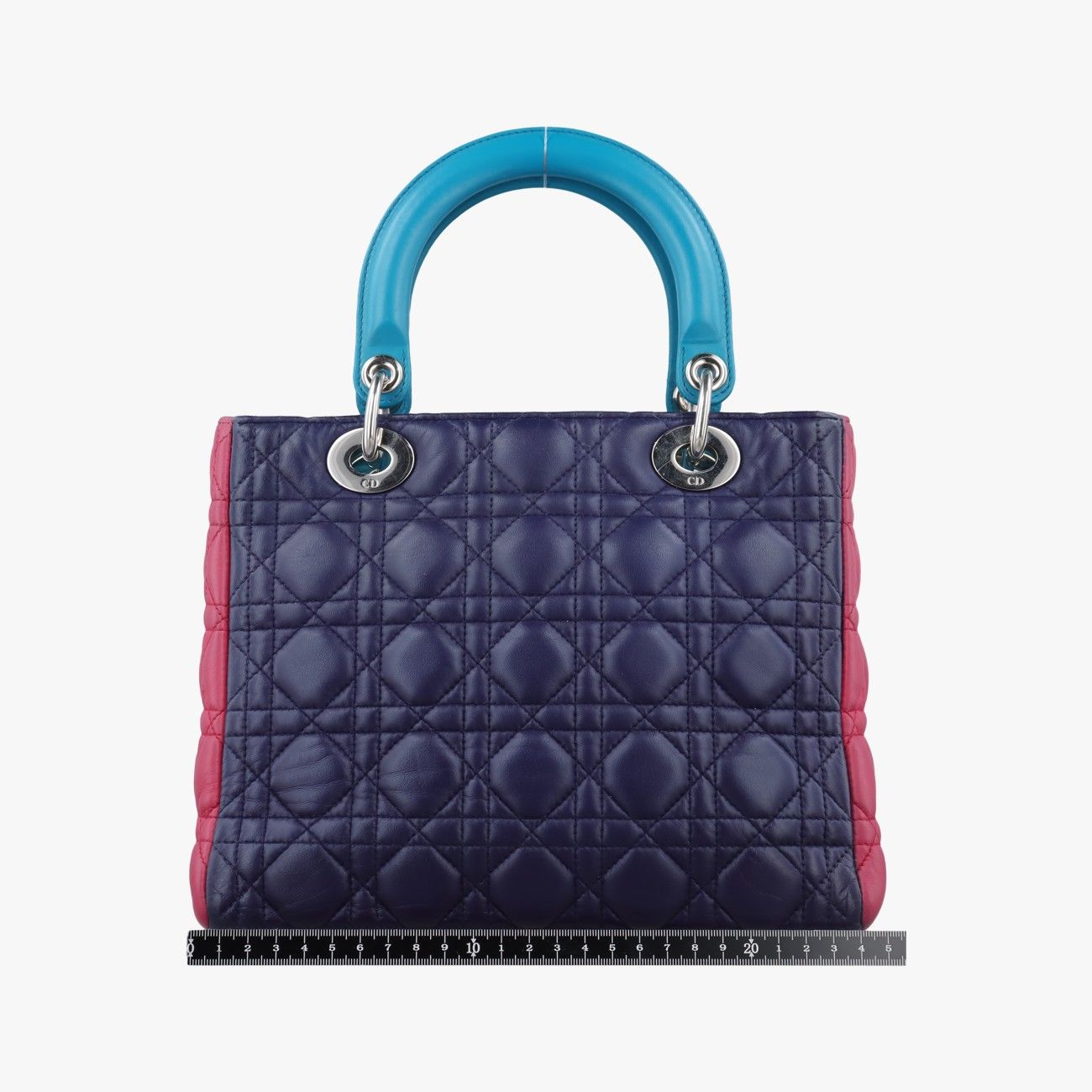 Dior Lady Navy Pink Light Blue Lambskin Handbag — view 2