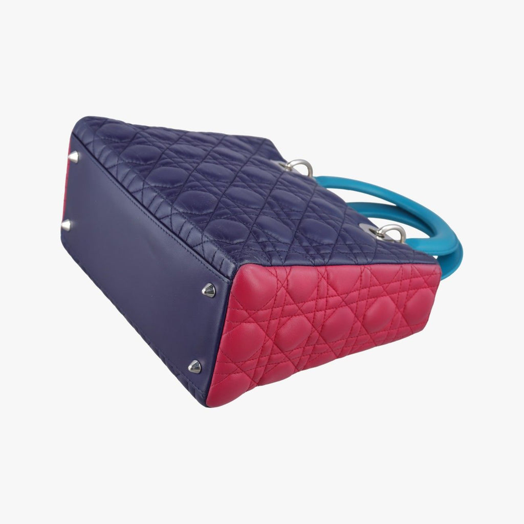 Dior Lady Navy Pink Light Blue Lambskin Handbag — view 6