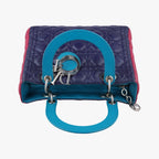 Dior Lady Navy Pink Light Blue Lambskin Handbag — view 8