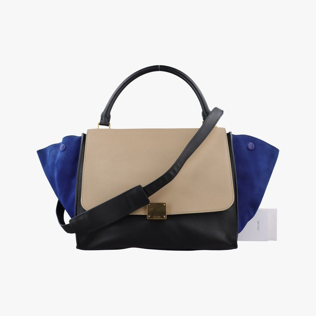 Celine Trapeze Black Suede Leather Shoulder