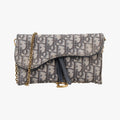Dior Saddle Navy Gray Jacquard Shoulder