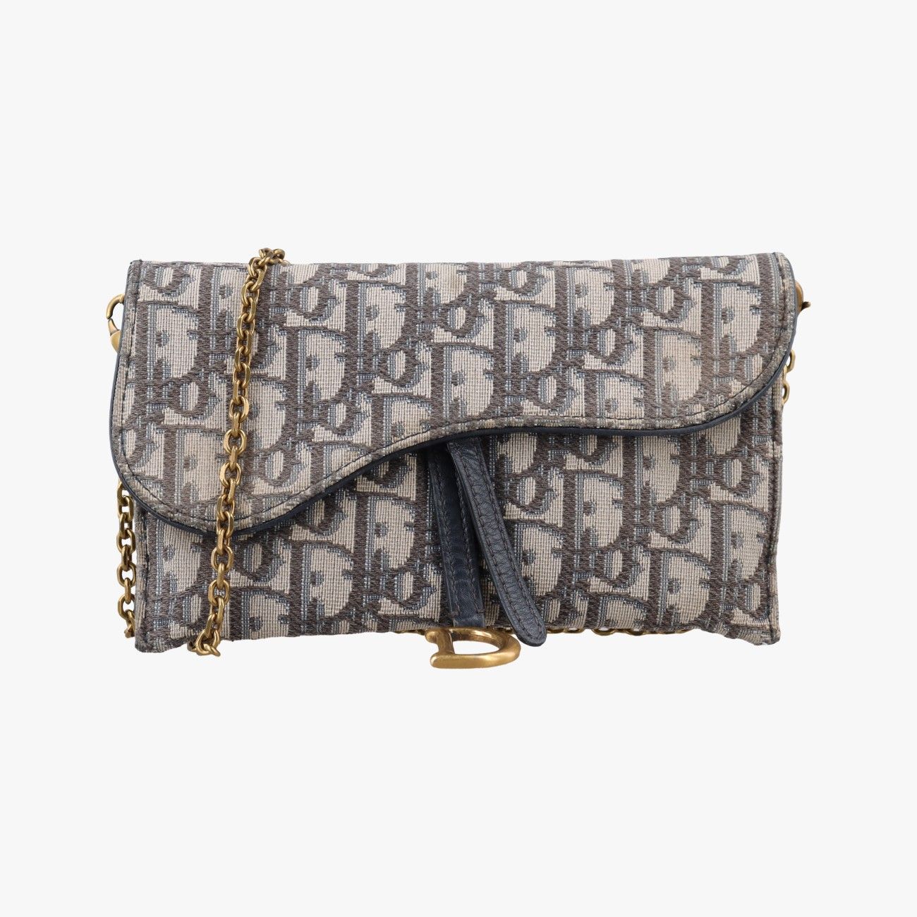 Dior Saddle Navy Gray Jacquard Shoulder
