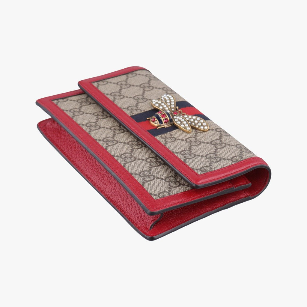 Gucci Queen Magarette Beige Red Multi Canvas Leather Shoulder — view 4