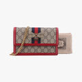 Gucci Queen Magarette Beige Red Multi Canvas Leather Shoulder