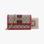 Gucci Queen Magarette Beige Red Multi Canvas Leather Shoulder