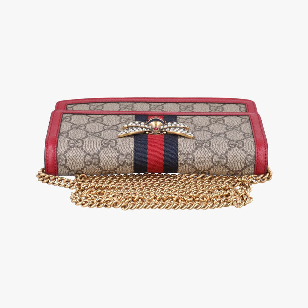 Gucci Queen Magarette Beige Red Multi Canvas Leather Shoulder — view 8