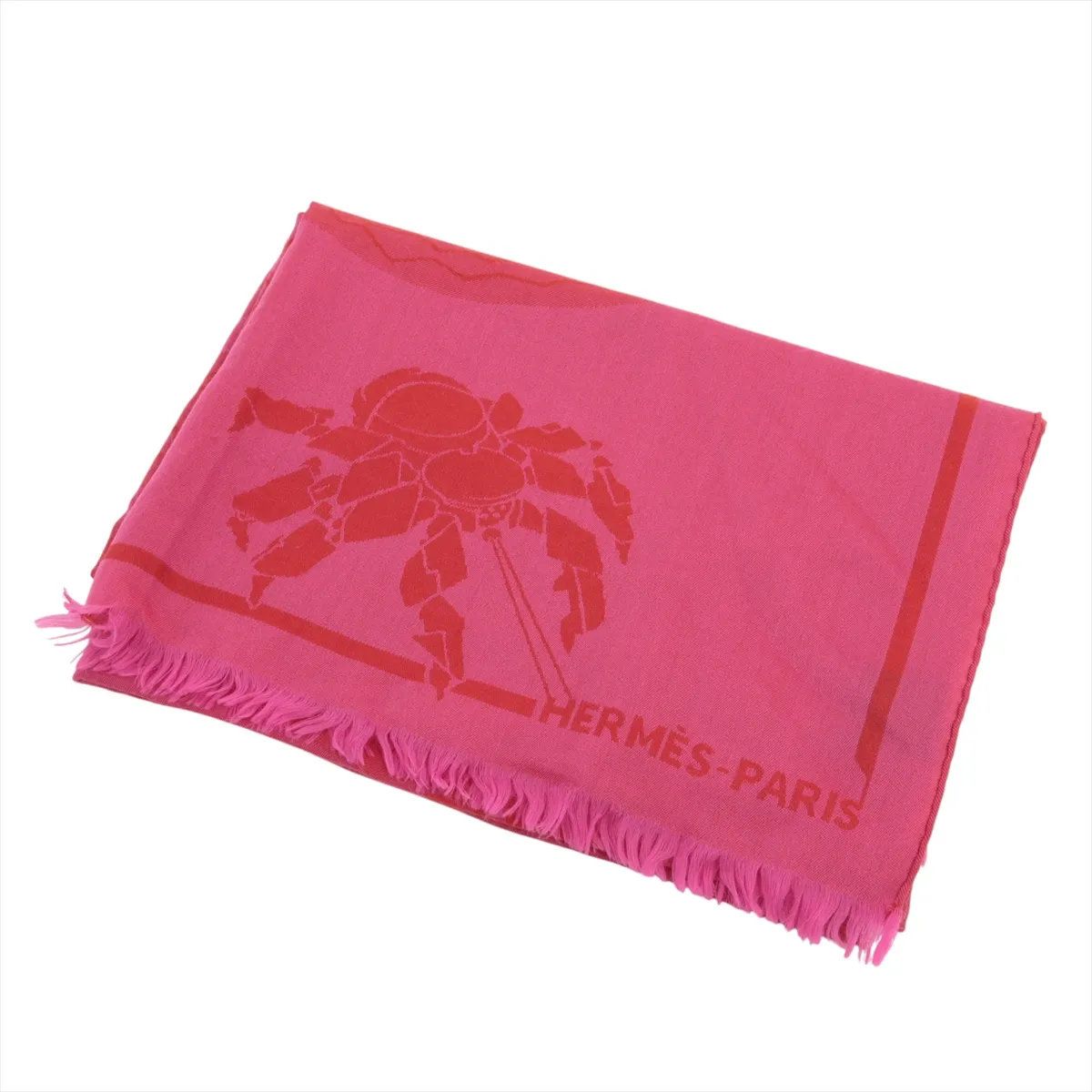 Hermes Tag Cheval Large Fringe Pink Scarf Shawl