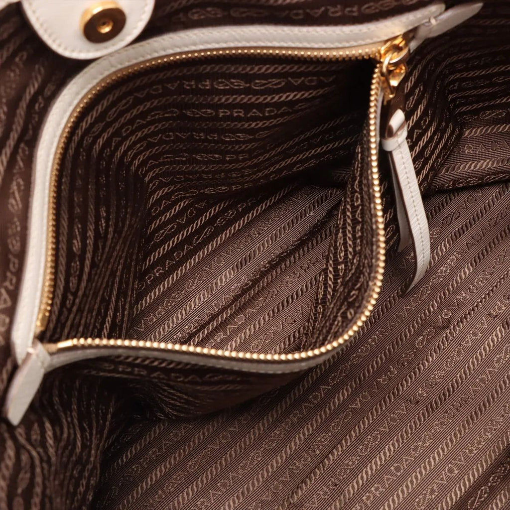Prada Logo Jacquard Leather Tote Shoulder — view 8